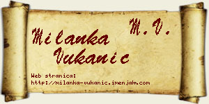 Milanka Vukanić vizit kartica